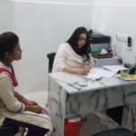 Dr Anu Pal Goel, The ski specialist in jalandhar checking patients at Free health checkup camp at Pal Hospital Eyetec Clinics & The Children Centre